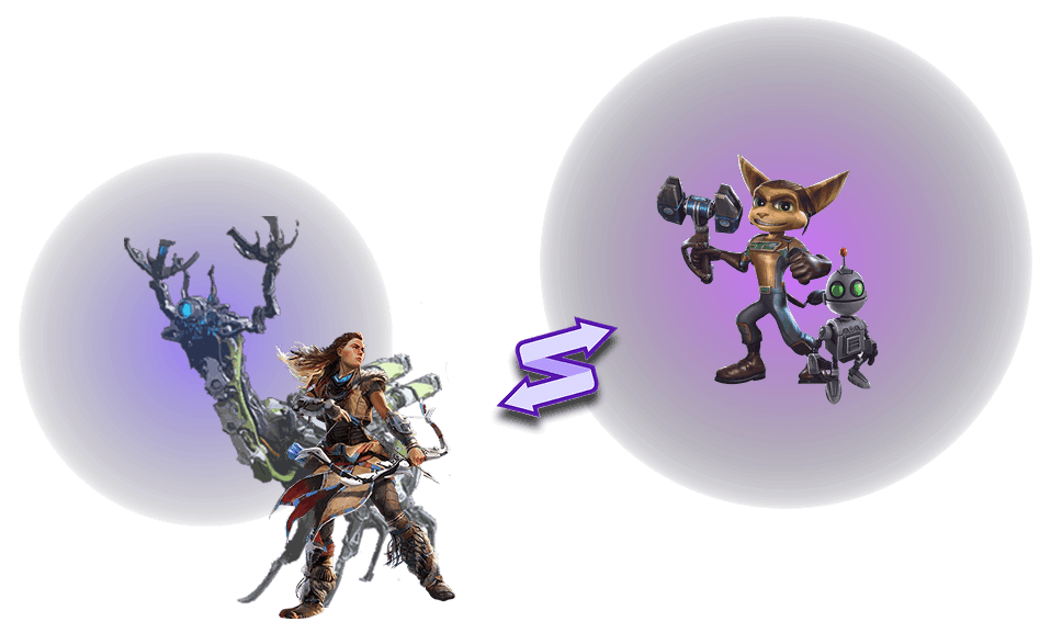 Deux personnages de jeu vidéo échangés entre joueurs