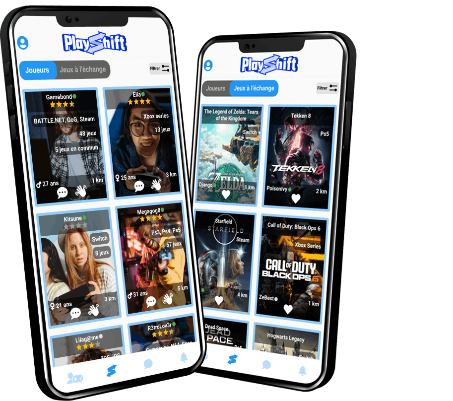 Smartphone avec l'application PlayShift lancée